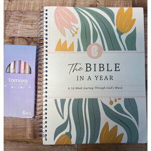 The Bible In A Year Spiral-Bound Book - 52-Week Devotional Journal Floral Design
